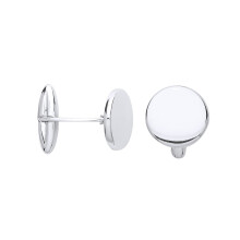 Jewelco London Mens Sterling Silver Polished Flat Button Swivel Cufflinks - CUG1001