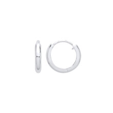 Jewelco London Ladies Sterling Silver Polished Huggie Hoop Earrings 14mm - ER111