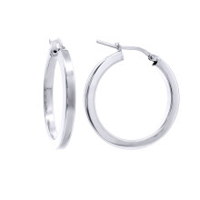 Jewelco London Rhodium-plated Sterling Silver Square Tube 2.5mm Hoop Earrings 25mm - AER273C