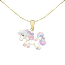 Jewelco London 9ct Gold Enamel Unicorn Pendant 19mm x 18mm - 1-68-5135