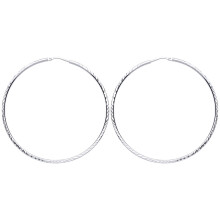 Jewelco London Ladies Sterling Silver Diamond-cut Sleeper Hoop Earrings 40mm - ER105