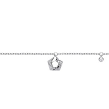 Jewelco London Ladies Sterling Silver Cubic Zirconia Swirling Pentagon Flower Charm Bracelet 6.5 inch - GVB430