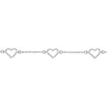 Jewelco London Ladies Sterling Silver Triple Open Love Heart Charm Bracelet 7mm - GVB441
