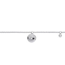 Jewelco London Ladies Sterling Silver Cubic Zirconia Donut Swirl Charm Bracelet 6.5 inch - GVB426