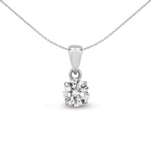 Jewelco London Ladies Solid 18ct White Gold 4 Claw Set Round G SI1 0.1ct Diamond Solitaire Charm Pendant - 18P010-010