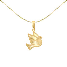 Jewelco London 9ct Gold Sunburst Rainbow Dove of Peace & Forgiveness Charm Pendant - 1-61-0091