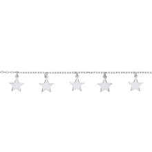 Jewelco London Ladies Sterling Silver 5 Star Meltzer Superstar Charm Bracelet 10mm 6.5 inch - GVB434