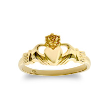 (A) Jewelco London Kids Solid 9ct Yellow Gold Claddagh (Chladaigh) Baby Ring - JBR002