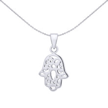 Jewelco London Solid Rhodium Plated Sterling Silver Hamsa 5 Hand Cutout Charm Pendant - 8-64-2839