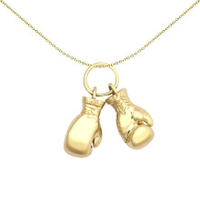 Jewelco London Men's Solid 9ct Yellow Gold Realistic 3D Pair of Boxing Gloves Novelty Pendant - JPD597