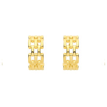 Jewelco London Yellow Gold-Plated Sterling Silver Panther Chain Link 3/4 J-Hoop Drop Earrings - EAG1443