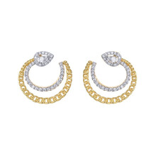 Jewelco London Gold-plated Sterling Silver White Pear Cubic Zirconia Curb Link Snake Head Curl Drop Earrings - AES273-GP