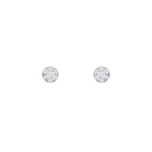 Jewelco London Rhodium Plated Sterling Silver CZ 7-Stone Daisy Cluster Round Disc Stud Earrings - EAG1461