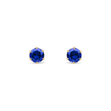 Jewelco London 9ct Gold Teal Blue Round Brilliant CZ Solitaire Claw Set Stud Earrings, 4mm ½ Carat - JES392