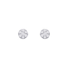 Jewelco London Rhodium Plated Sterling Silver CZ 7-Stone Daisy Cluster Round Disc Stud Earrings - EAG1463