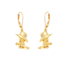 Jewelco London Solid Gold-plated Sterling Silver Cowboy Cowgirl Hat & Boots Drop Earrings - 8-56-0008