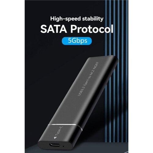 M2 SSD Enclosure  NGFF Protocol M.2 Solid State Mobile Hard Disk Box M.2 to USB3.2 Gen1 Type-C 5Gbps SSD Case Silver 1