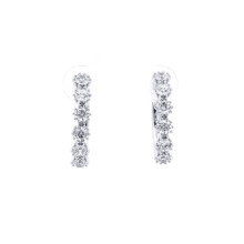 Jewelco London 925 Sterling Silver CZ Linear Vertical Row Hinged Eternity Hoop Earrings 20mm - AER184