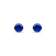 Jewelco London 9ct Gold Teal Blue Round Brilliant CZ Solitaire Claw Set Stud Earrings, 5mm 1 Carat - JES393