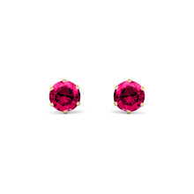 Jewelco London 9ct Gold Ruby-Red Round Brilliant CZ Solitaire Claw Set Stud Earrings, 5mm 1 Carat - JES399