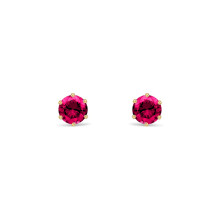 Jewelco London 9ct Gold Ruby-Red Round Brilliant CZ Solitaire Claw Set Stud Earrings, 4mm ½ Carat - JES398
