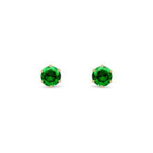 Jewelco London 9ct Gold Emerald-Green Round Brilliant CZ Solitaire Claw Set Stud Earrings, 4mm ½ Carat - JES389