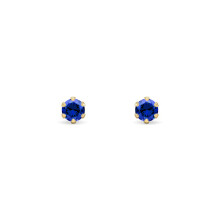 Jewelco London 9ct Gold Teal Blue Round Brilliant CZ Solitaire Claw Set Stud Earrings, 3mm ⅕ Carat - JES391