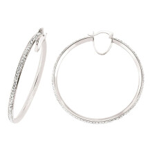 Jewelco London Ladies Sterling Silver Cubic Zirconia Channel Set Eternity Hoop Earrings 50mm - GVE310-40MM