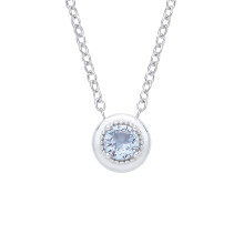 Jewelco London Rhodium Plated Sterling Silver Blue CZ Icy Arctic Beaded Halo Lavalier Necklace - GVK555