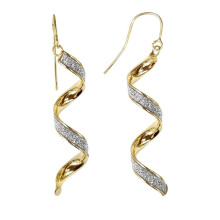Jewelco London Ladies 9ct Gold MoonDust Stardust 4mm Twist Drop Earrings 52mm - JER774