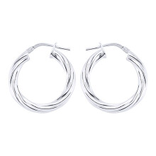 Jewelco London Ladies Sterling Silver Twisted Hoop Earrings 23mm 3mm - ER33