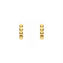 Jewelco London Yellow Gold-Plated Sterling Silver Scalloped Puffy Bead Bumpy Huggie Hoop Creole Earrings - ER216