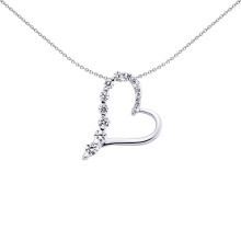 Jewelco London Ladies Sterling Silver Cubic Zirconia Love Heart Pendant Necklace - GVP278