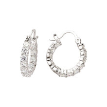 Jewelco London Ladies Sterling Silver Cubic Zirconia Full Eternity Hoop Earrings 18mm - GVE238