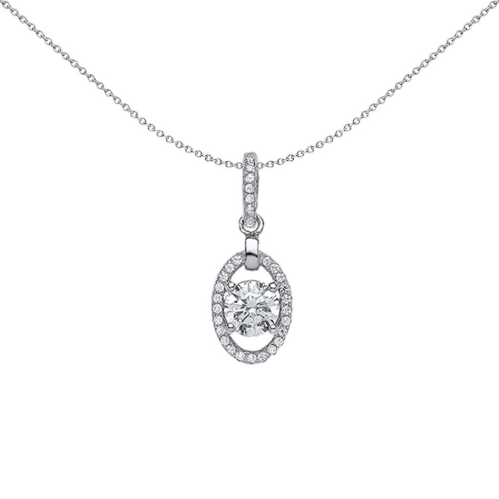 Jewelco London Ladies Sterling Silver Cubic Zirconia Halo Charm Necklace - Gvp380