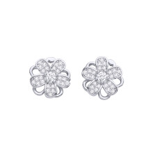 Jewelco London Yellow Gold-Plated Sterling Silver Pear CZ Spinning Flower Windmill Drop Earrings - EAG1478