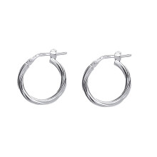 Jewelco London Ladies Sterling Silver Twisted Hoop Earrings 18mm 2mm - ER45