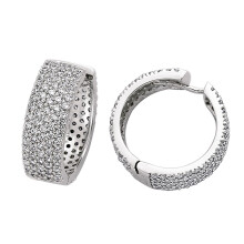 Jewelco London Ladies Sterling Silver Cubic Zirconia 5 Row Eternity Hoop Earrings 24mm - GVE155