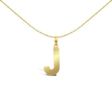 Jewelco London Solid 9ct Yellow Gold Polished Block Identity Initial Charm Pendant Letter J - JIN018-J