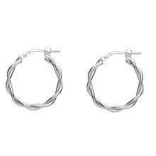 Jewelco London Ladies Sterling Silver Candy Twist Hoop Earrings 20mm 2mm - ER63