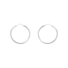 Jewelco London Ladies Sterling Silver Sleeper Hoop Earrings 31mm 2mm - ER23
