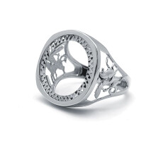 (Z) Jewelco London Men's Solid 925 Silver St George Dragon Slayer Half Sovereign Mount Ring - ARN114-H
