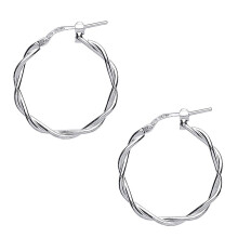 Jewelco London Ladies Sterling Silver Candy Twist Hoop Earrings 25mm 3mm - ER38