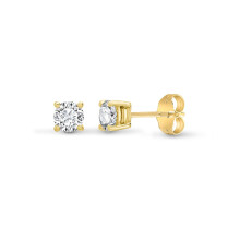 Jewelco London Ladies Solid 18ct Yellow Gold 4 Claw Set Round G SI1 0.75ct Diamond Solitaire Stud Earrings - 18E001-075