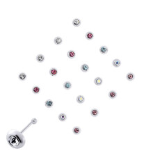 Jewelco London Ladies Sterling Silver Multi Colour Crystal Nose Studs - Pack of 20 3mm - NP5