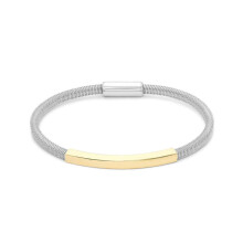 Jewelco London Rhodium & Gilded Sterling Silver Ribbed Magnetic Popcorn Bracelet - ABB110A