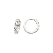 Jewelco London Ladies Sterling Silver Cubic Zirconia Eternity Huggie Hoop Earrings 15mm - GVE389