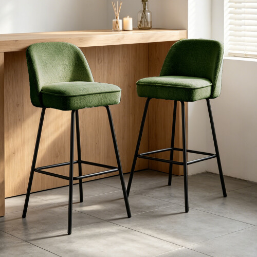 (GREEN, 2pcs) Spring Cushion Padded Bar Stool with Thick 12cm Seat