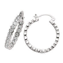 Jewelco London Ladies Sterling Silver Cubic Zirconia Bubble Eternity Hoop Earrings 30mm - GVE248