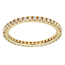 (M) Jewelco London 9ct Yellow Gold Round 0.36ct Diamond Micro Bead 4 Claw Eternity Ring 1.5mm - PR1AXL0279Y